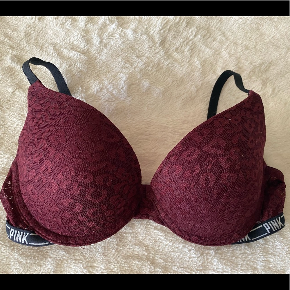PINK- Leopard lace all over, push-up bra